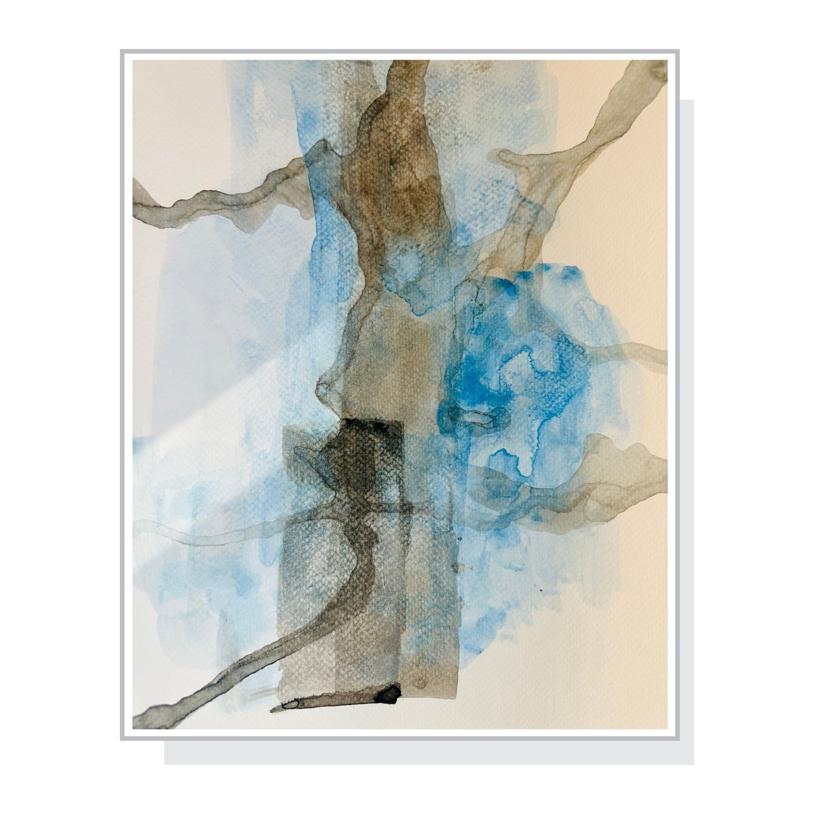 Nachklang_Aquarel_24 x 32 cm_200 gm_60,00 Euros_Farben wie Töne, die noch in der Luft schweben. Ein Echo aus Tiefe und Stille, das sich langsam in Licht auflöst.1